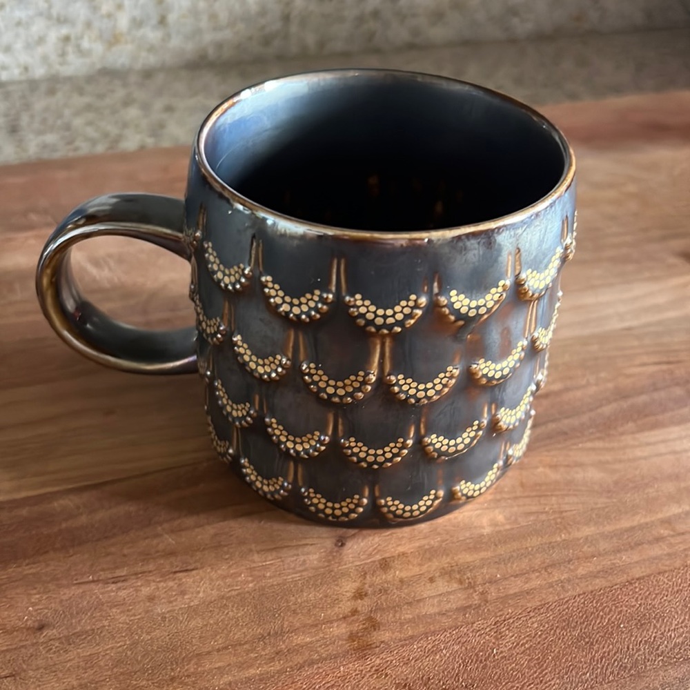 Starbucks Grey and Gold Mermaid Scale Mug 2015